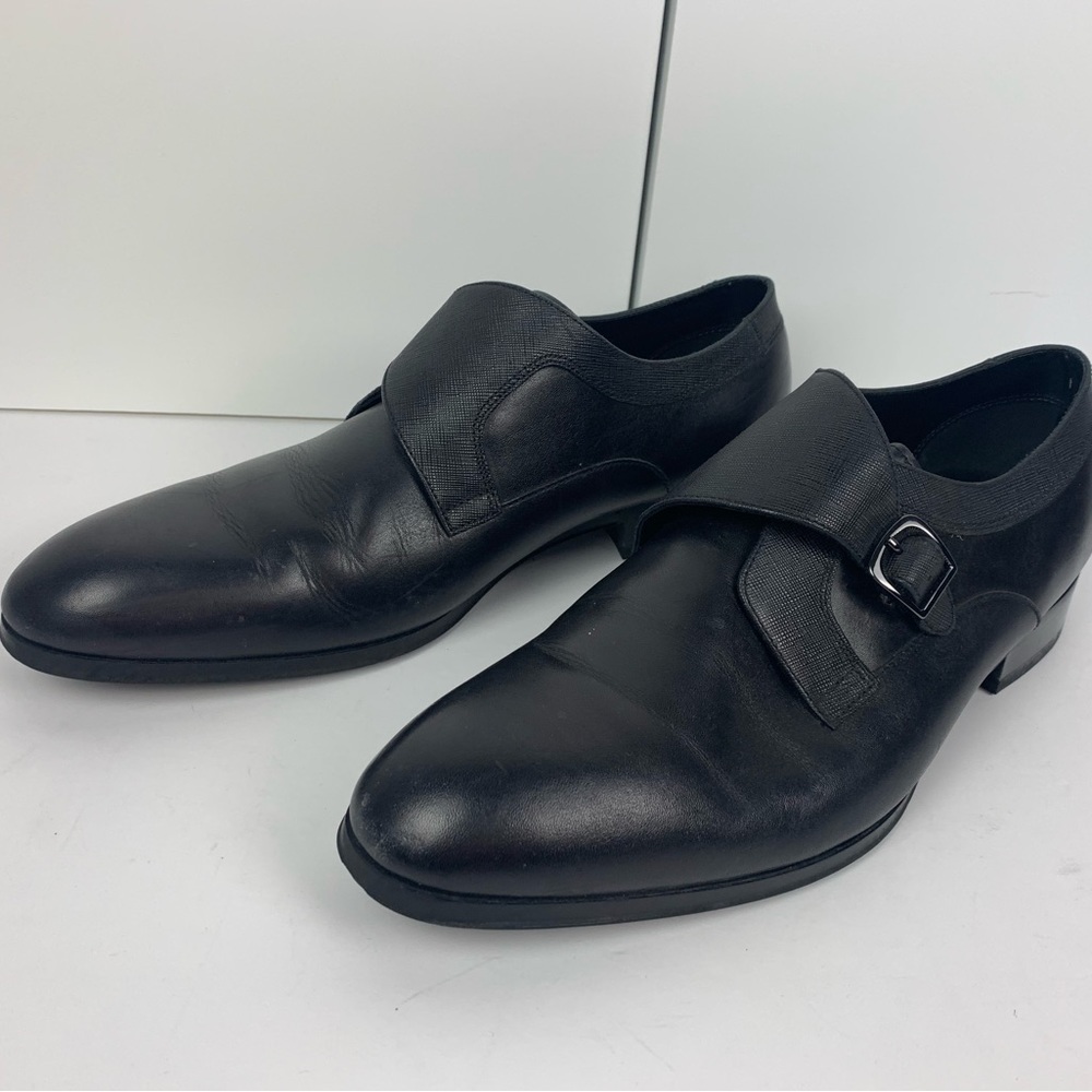 Aldo Mens Size 11 Black Monk Strap Buckle  Dress Shoes Loafers